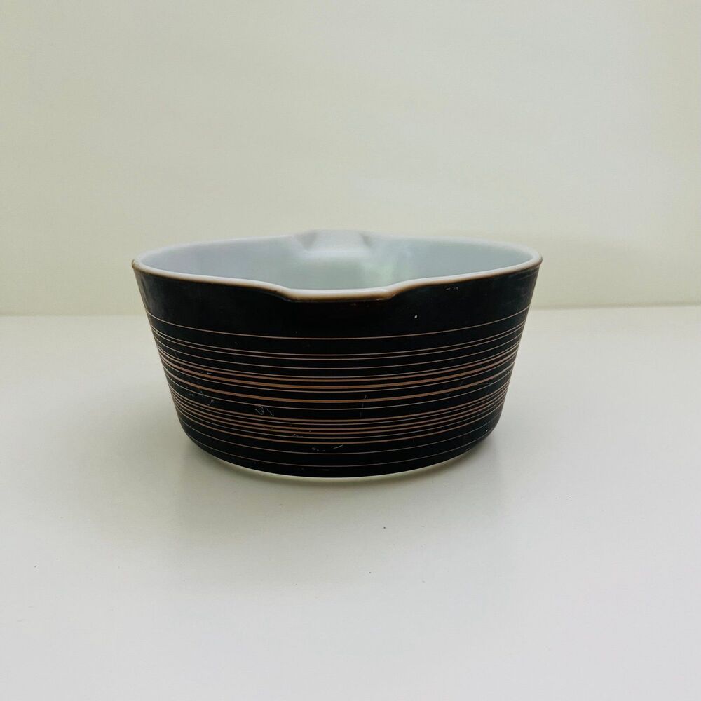 PYREX Terra Striped Matte Brown White Center 474-B Casserole Dish 1 1/2 Qt - Picture 2 of 8